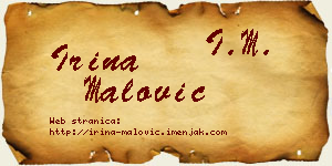Irina Malović vizit kartica